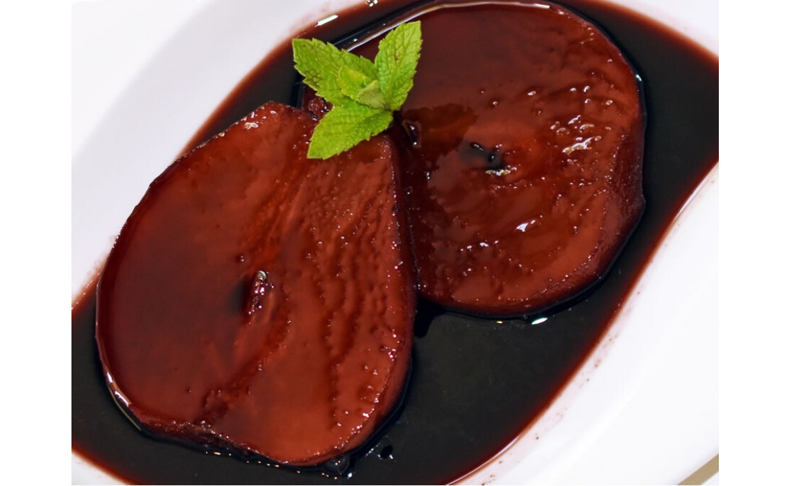 Pere al vino rosso e aceto balsamico